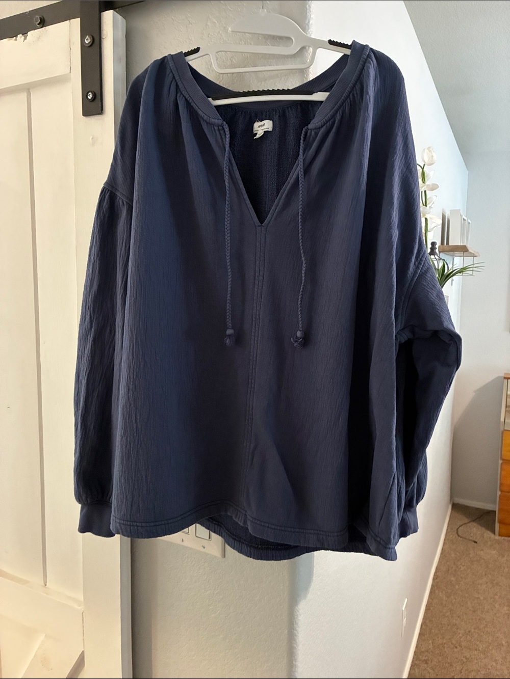 NWOT!!! aerie Navy V-Neck Tie Pullover Hoodie
